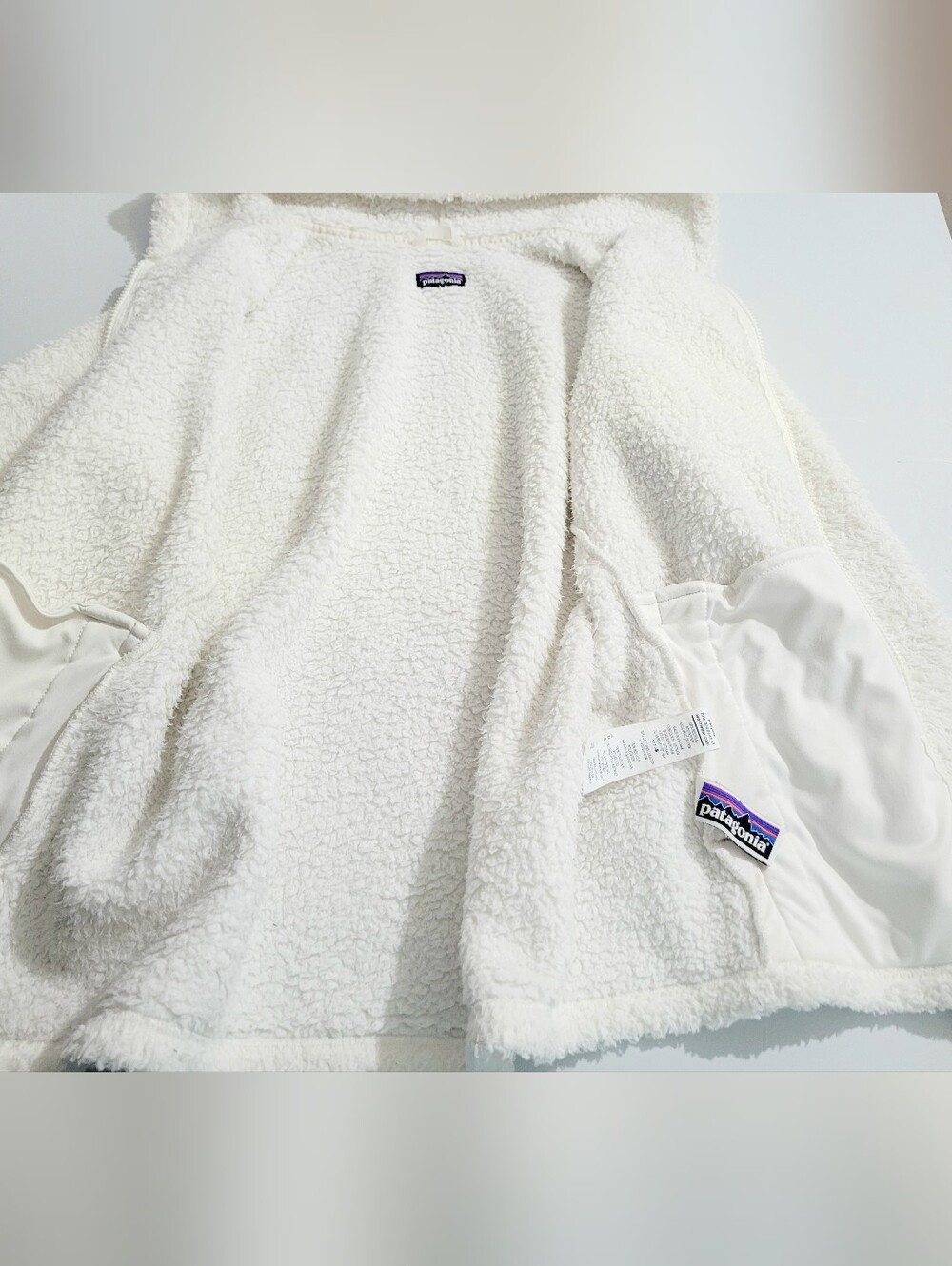 Patagonia Los Gatos Fleece Hoodie Jacket Women's Ivory Full Zip Teddy Sherpa Med - Picture 13 of 13